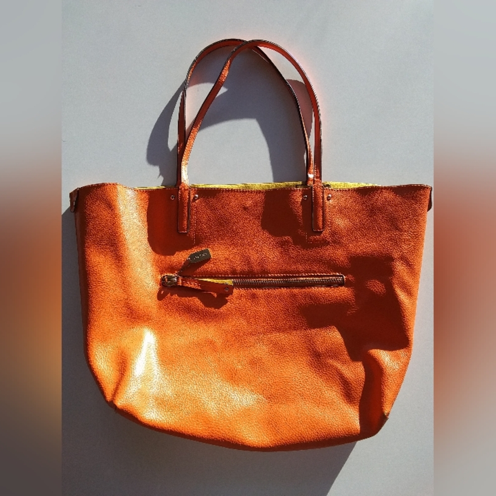 Aldo Vibrant Orange Leather Tote Bag